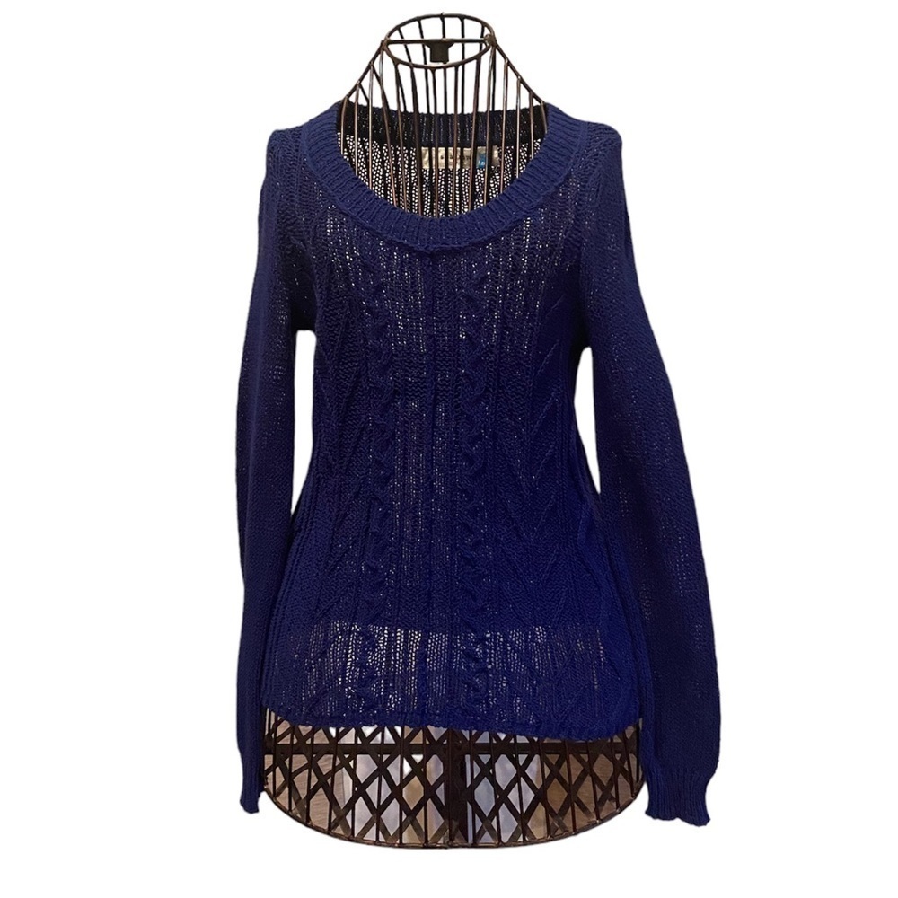Anthropologie Royal Blue Sparrow cotton loose knit sweater